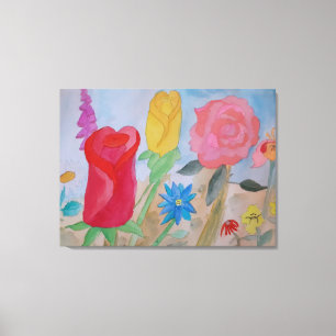Summer Flower Garden Stretched Canvas Print