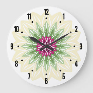 Summer Flower Mandala Large Clock