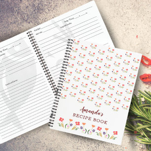 Summer Flower Pattern Floral Recipe Notebook