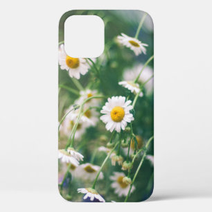 Summer flower pattern in green meadow with blue an iPhone 12 case