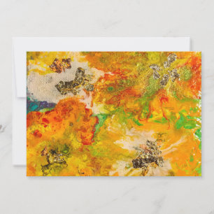 Summer Flowers abstract Orange Gold Yellow  Invitation