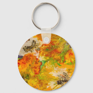 Summer Flowers abstract Orange Gold Yellow Keychain