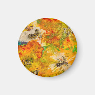 Summer Flowers abstract Orange Gold Yellow Magnet