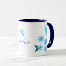 Summer Flowers Blue Beatiful Butterflies Floral