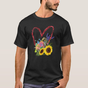 Summer flowers design sunflowers lavender hydra T-Shirt