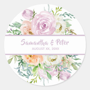 Summer Flowers Floral Wedding Classic Round Sticker
