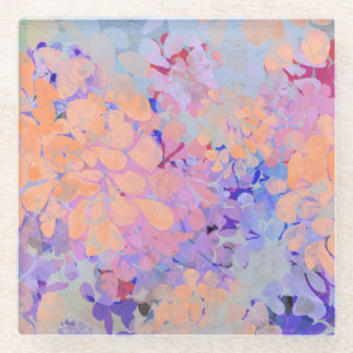 summer flowers glass coaster