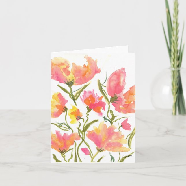 Summer flowers in garden thank you card (Front)