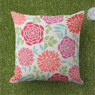 Summer Flowers Pattern Throw Pillow