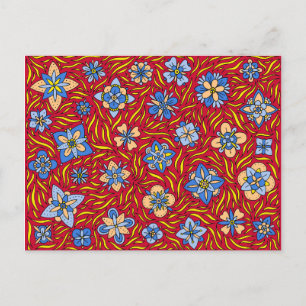 Summer Flowers Red Postcard