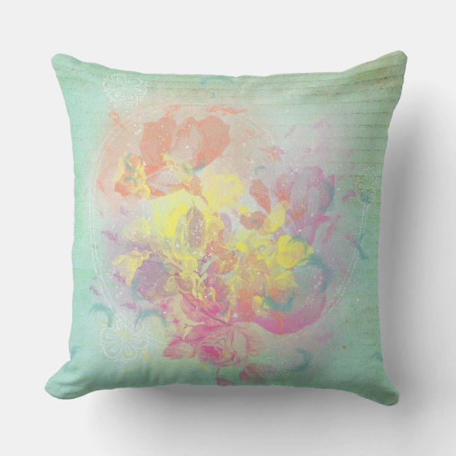 Summer Flowers Throw Pillow (Front)