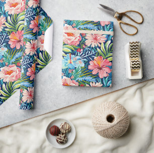 Summer Flowers Tropical Pretty Floral Pattern Wrapping Paper