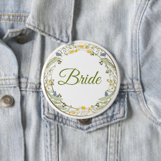 Summer Flowers Wedding Button - Customizable