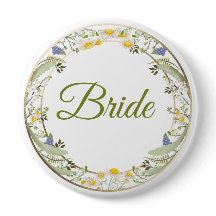 Summer Flowers Wedding Button - Customizable
