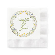 Summer Flowers Wedding Coined Napkins