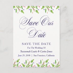 Summer Flowers Wedding Save The Date Postcard