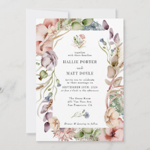 Summer Flowers Wild Flowers  Elegant Boho Wedding Invitation