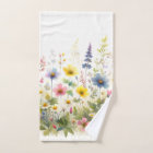 Summer  Flowers Wildflowers on White Towel Set