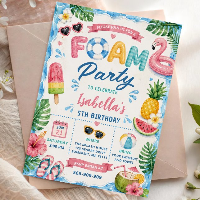 Summer Foam Birthday Party  Invitation (Creator Uploaded)