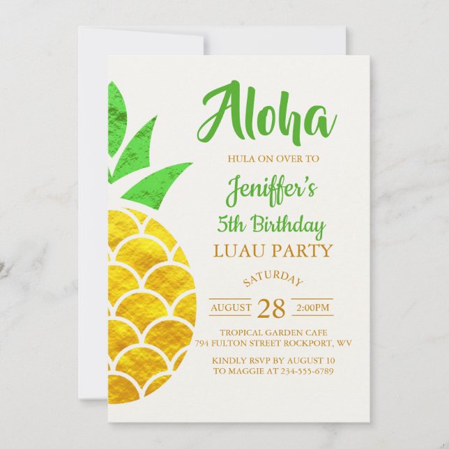 Summer Foil Gold Geometric Pineapple | Birthday  Invitation (Front)