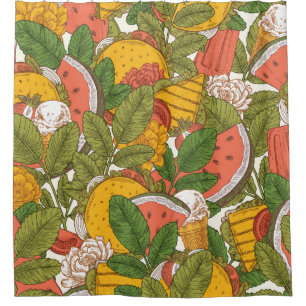 Summer food seamless pattern. Sanwiches,ice cream 