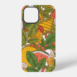 Summer food seamless pattern. Sanwiches,ice cream  iPhone 12 Case