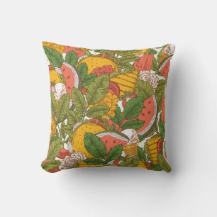 Summer food seamless pattern. Sanwiches,ice cream Throw Pillow