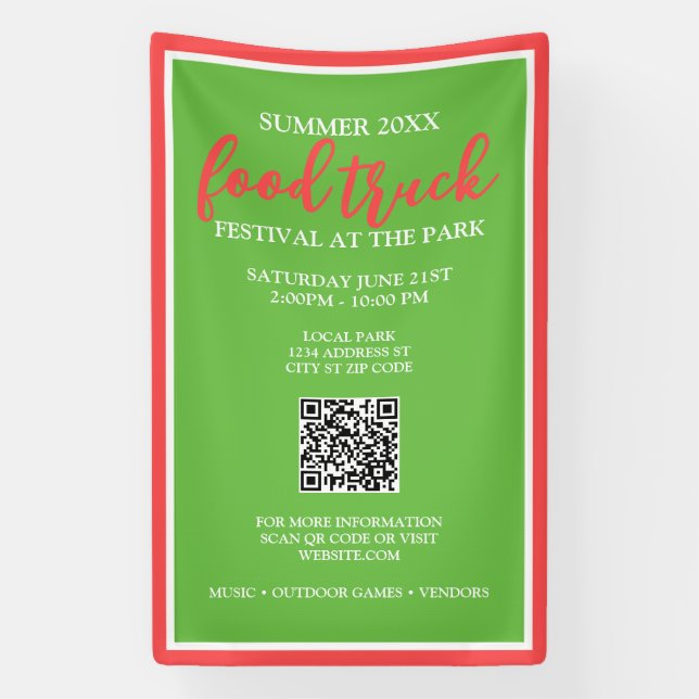 Summer Food Truck Festival Event Vertical Banner (Vertical)