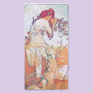 Summer (Four Seasons), Alphonse Mucha Bath Towel