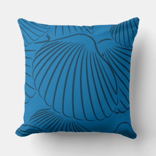 Summer French-Blue Seashell Pattern Throw Pillow