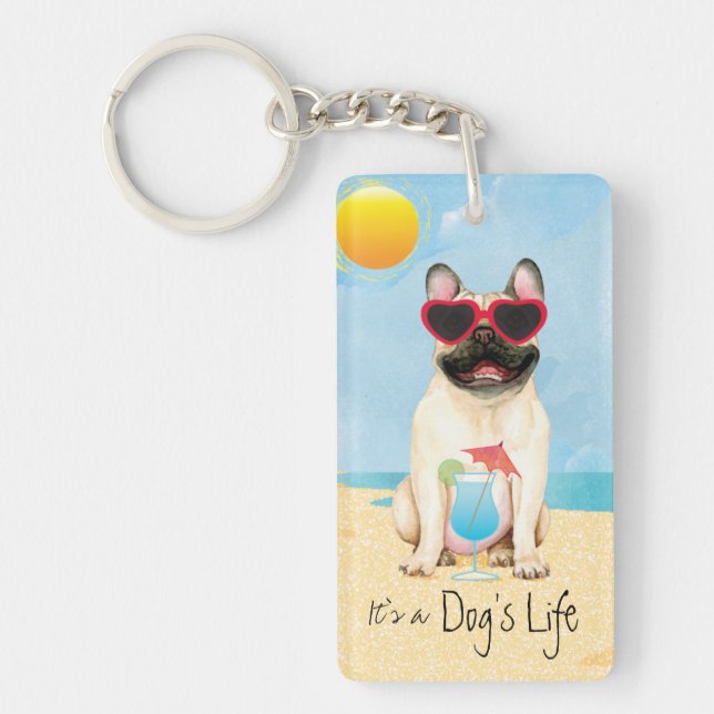 Summer French Bulldog Keychain (Front)