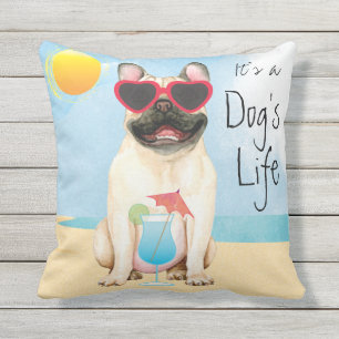 Summer French Bulldog Outdoor Pillow