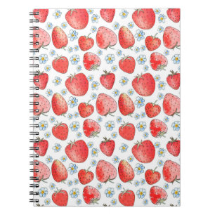 Summer fresh and bright strawberry pattern. Waterc Notebook