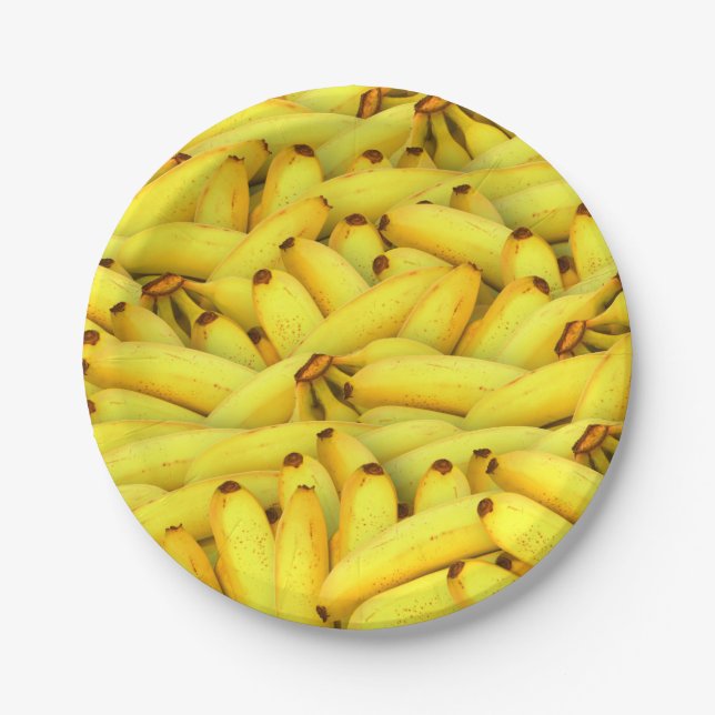 summer fresh bananas fruit photo paper plate (Front)