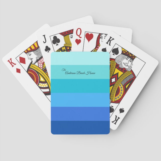 Summer Fresh Blue Striped Playing Cards (Back)