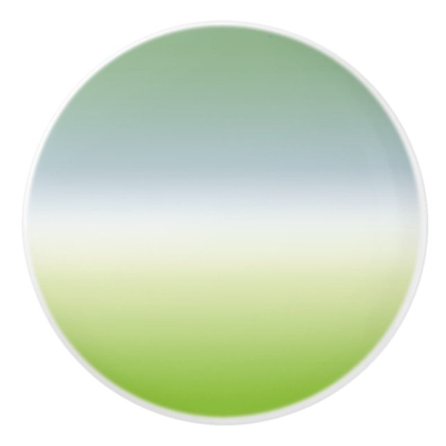 Summer Fresh Gradient Cool Blue Green Ombre Ceramic Knob (Front)
