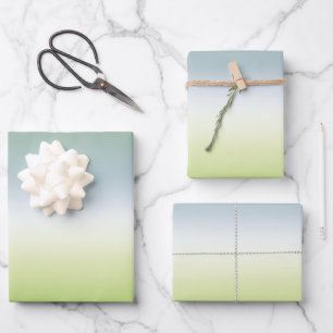 Summer Fresh Gradient Cool Blue Green Ombre Wrapping Paper Sheet