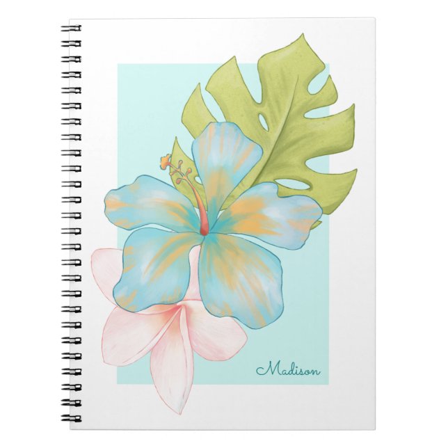 Summer Fresh Tropical Floral with Name Notebook (Front)