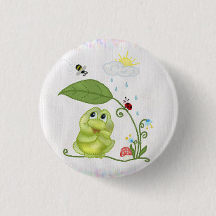 summer frog 1 inch round button