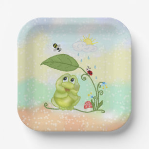 summer frog paper plate