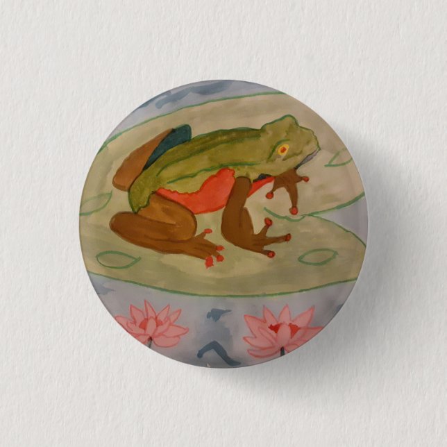 Summer Frog Pond 1 Inch Round Button (Front)