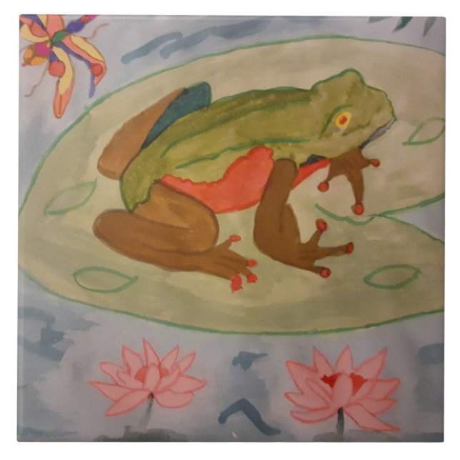 Summer Frog Pond Ceramic Tile (Front)
