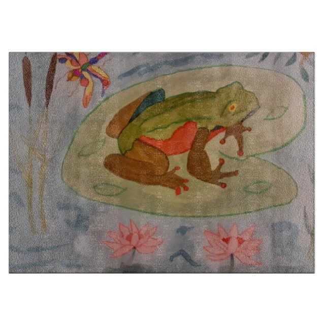 Summer Frog Pond Cutting Board (Front)