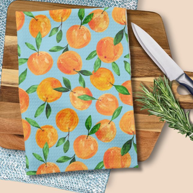 Summer fruit citrus oranges pattern kitchen towel (Citrus orange summer fruit kitchen towel (folded))