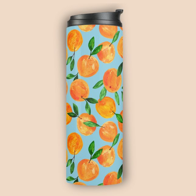 Summer fruit citrus oranges pattern thermal tumbler (Citrus Oranges Summer Fruit pattern thermal tumbler)