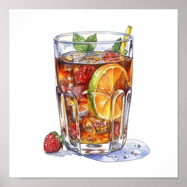 Summer Fruit Cocktail Art Poster (Front)