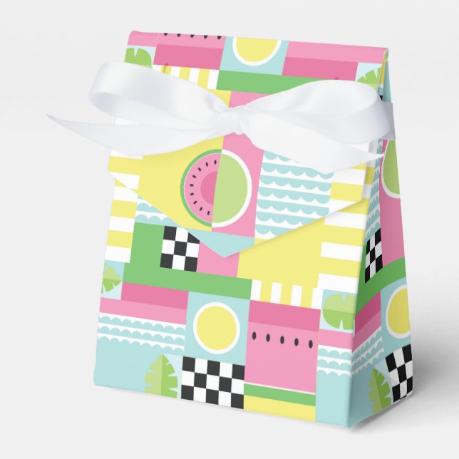 Summer fruit design, colourful fun mosaic  favor box (Front Side)