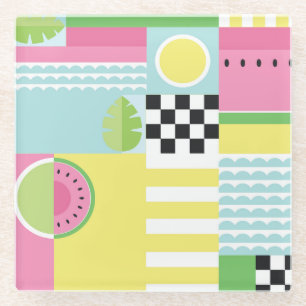 Summer fruit design, colourful mosaic glass coaster