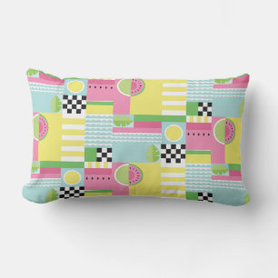 Summer fruit design, colourful mosaic lumbar pillow