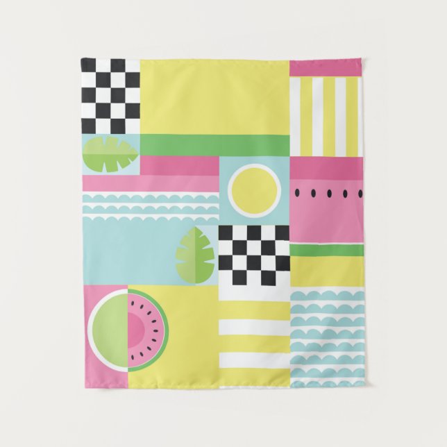 Summer fruit design, colourful mosaic  tapestry (Front)